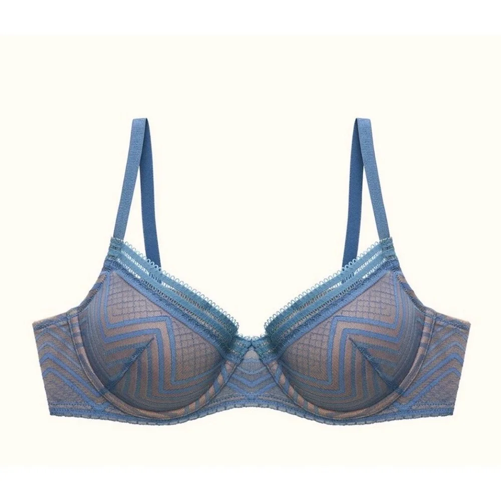 ThirdLove Graphic Mesh Demi Bra Blue Size 36E 36D